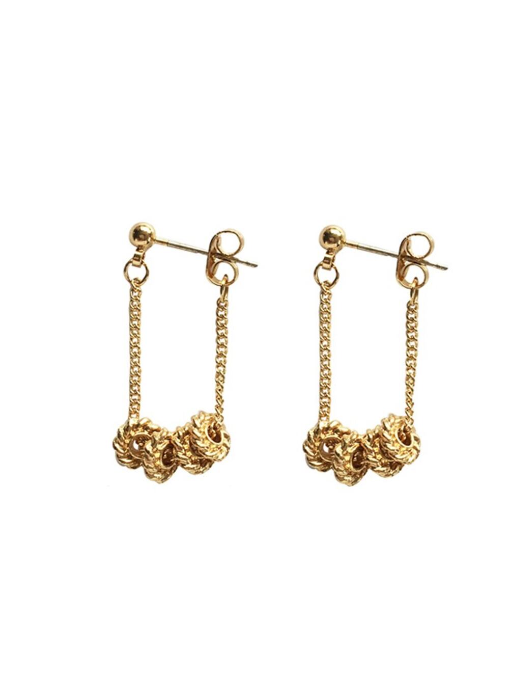 Four Rings Gold Dainty Earrings
